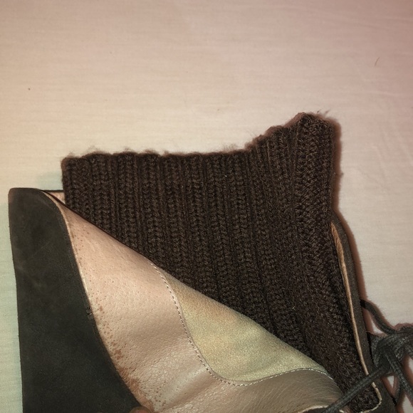 LANDS ENDS CHOCOLATE KNEE HIGH SUEDE SWEATER BOOTS - Picture 4 of 12